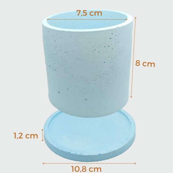 Macetas de cemento cilíndricas color azul medianas